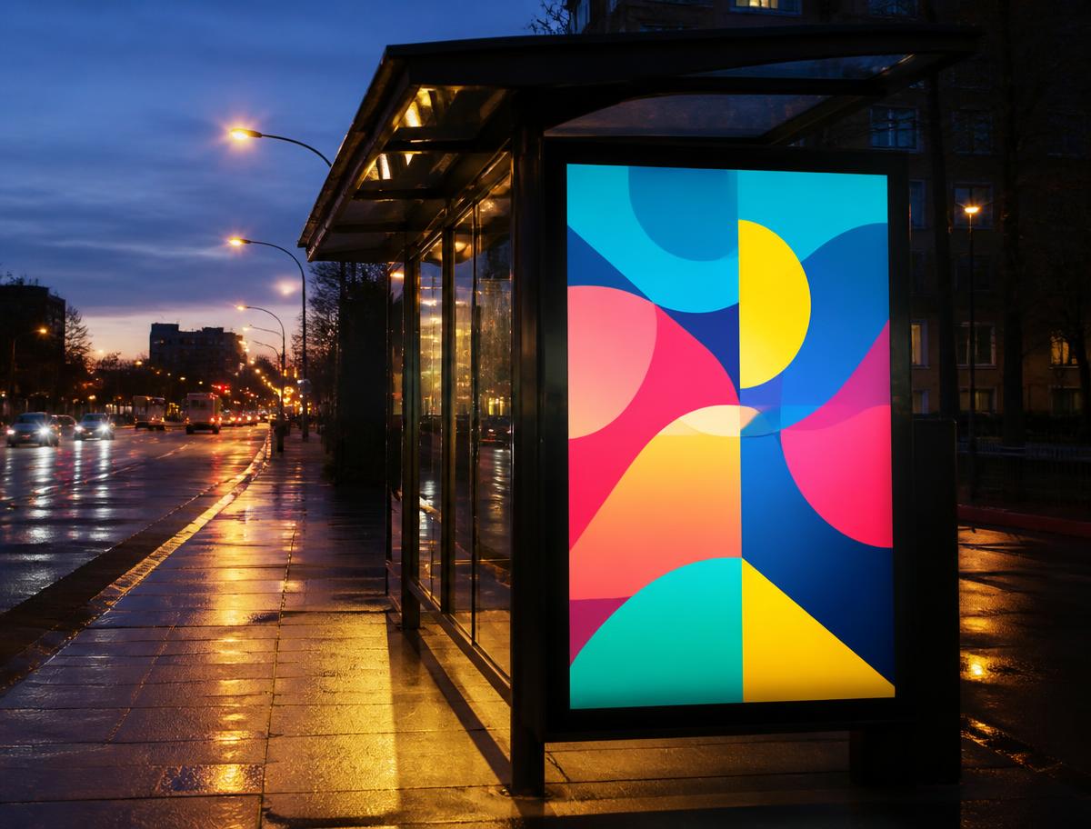 Világított citylight plakát buszmegállóban