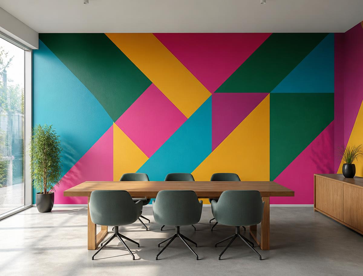 Geometrikus egyedi tapéta modern tárgyalóban